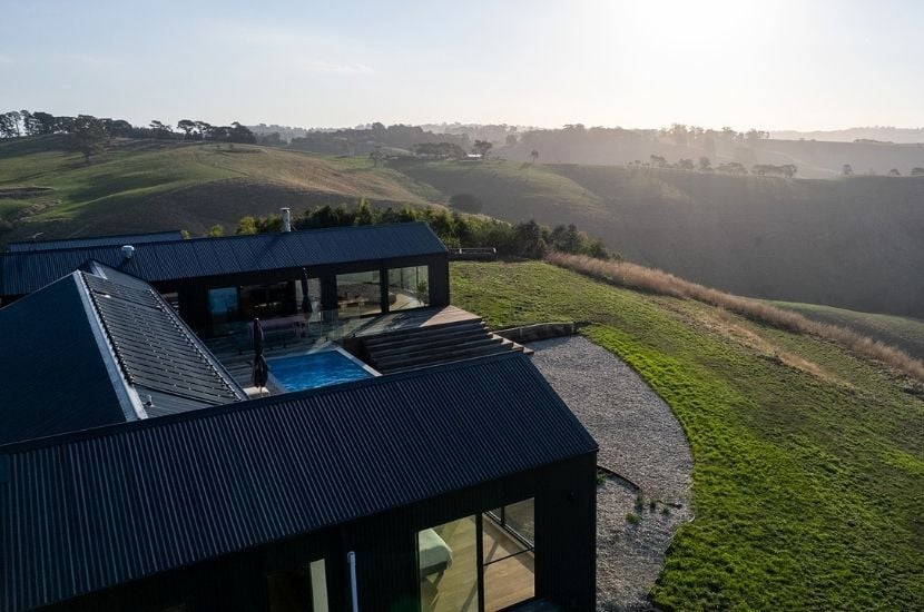 Arawata Project by Anchor Homes - Prefab Modular Home Builder - Barn Style Off Grid Home_Exterior Aeriel