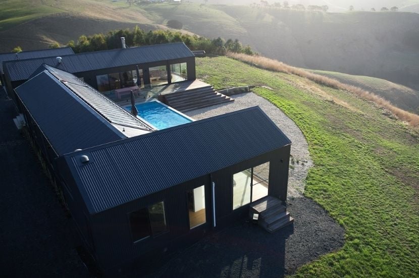 Arawata Project by Anchor Homes - Prefab Modular Home Builder - Barn Style Off Grid Home_Exterior Aeriel_3