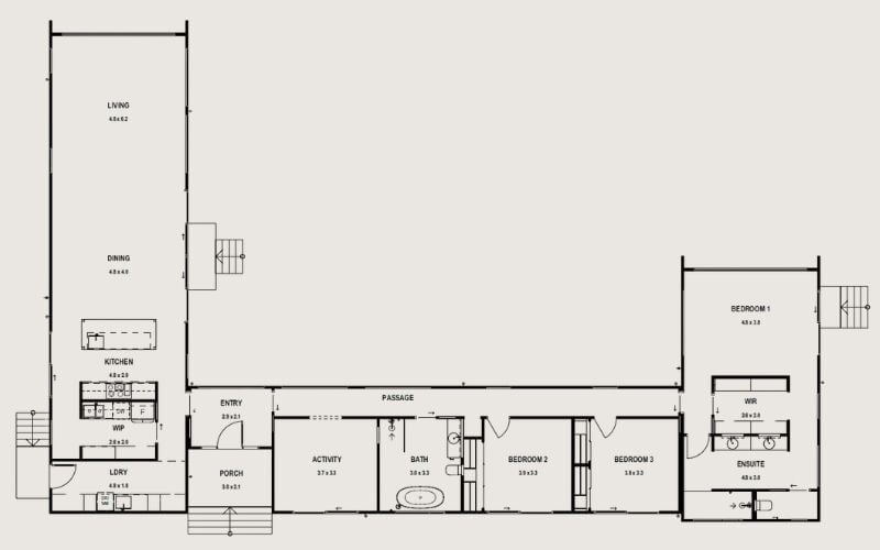 Arawata Project by Anchor Homes - Prefab Modular Home Builder - Barn Style Off Grid Home_Floorplan