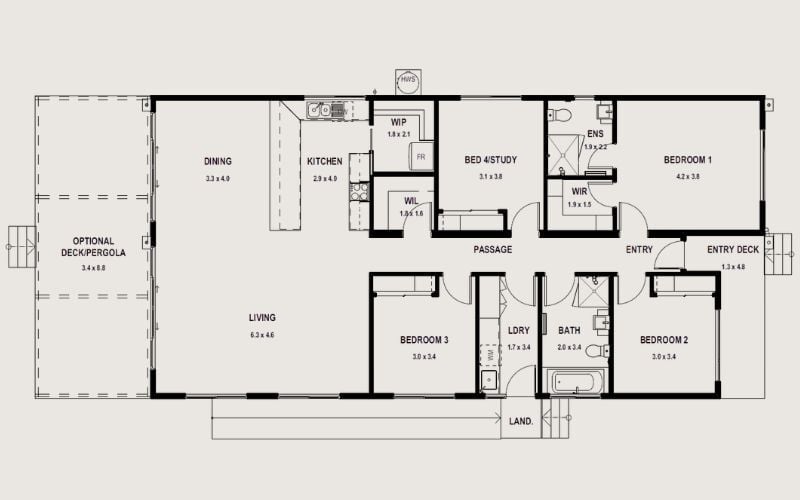 Aspendale - 4 Bedroom Prefab Modular Home Designs_Anchor Homes_Floorplan