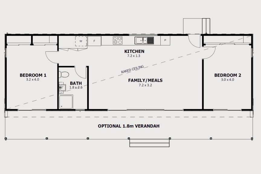 Suburban 2-Bedroom Modular Home Floorplan