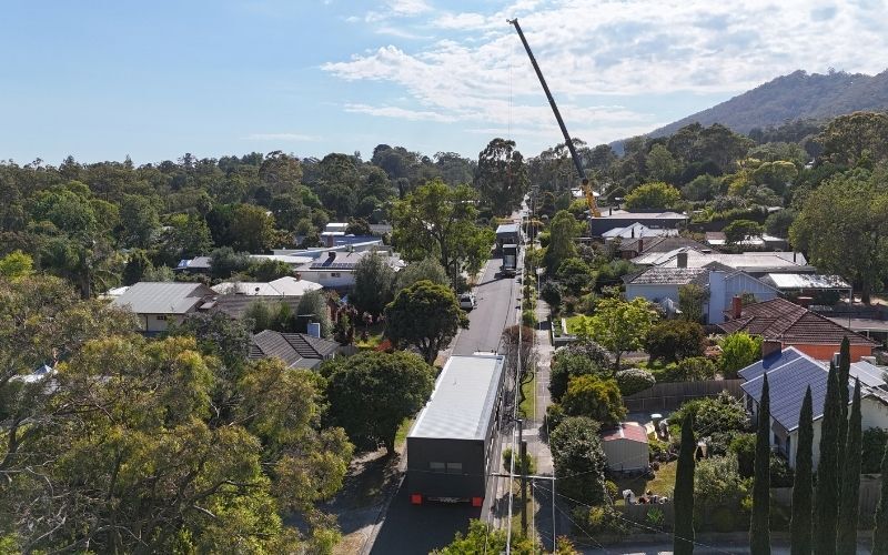 Delivery Day: Watch a Custom Prefab Modular Home Installed by Crane in The Yarra Ranges, Victoria